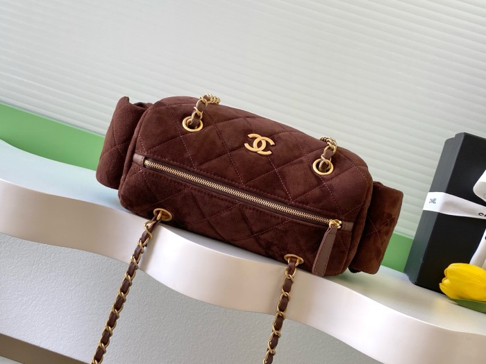 25K Suede Bowling Bag “24x15.5x11.5cm” -087 =AS5792