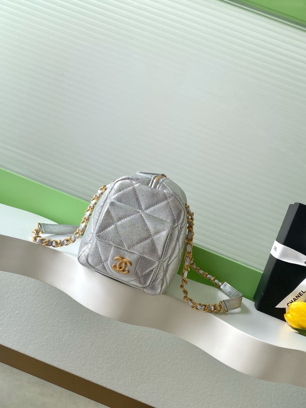 25K Small Metallic Caviar Bowling Bag “24x15.5x11.5cm” -087 =AS5792