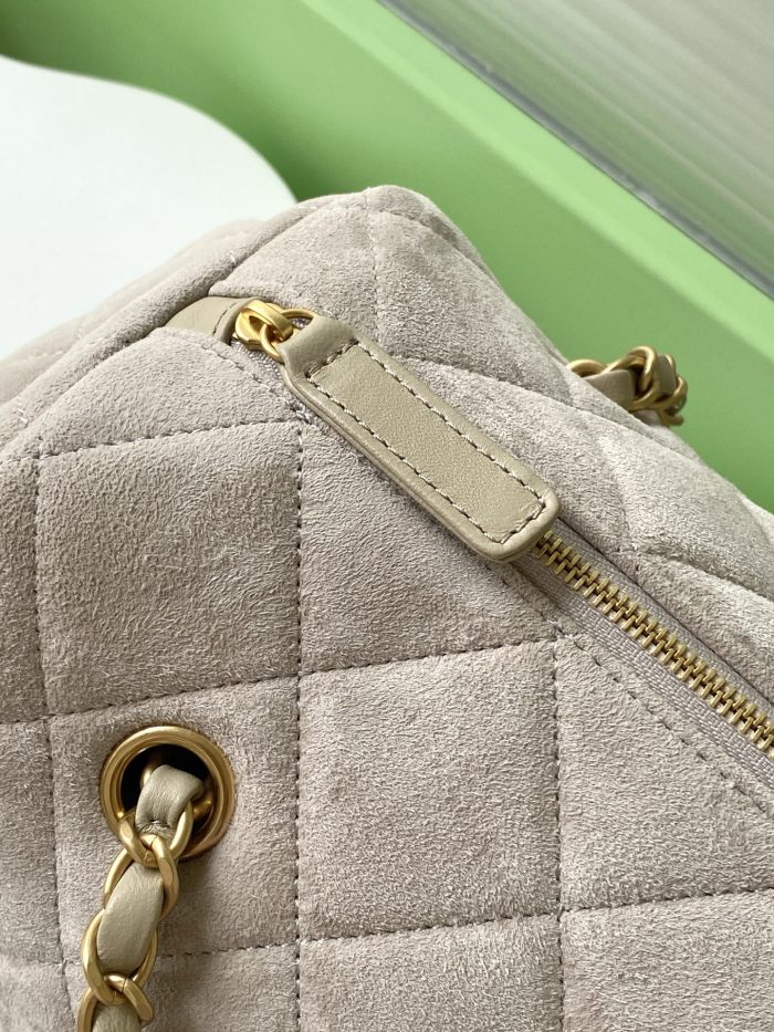 25K Large Suede Bowling Bag “27x18.5x13.5cm” -008 =AS5791