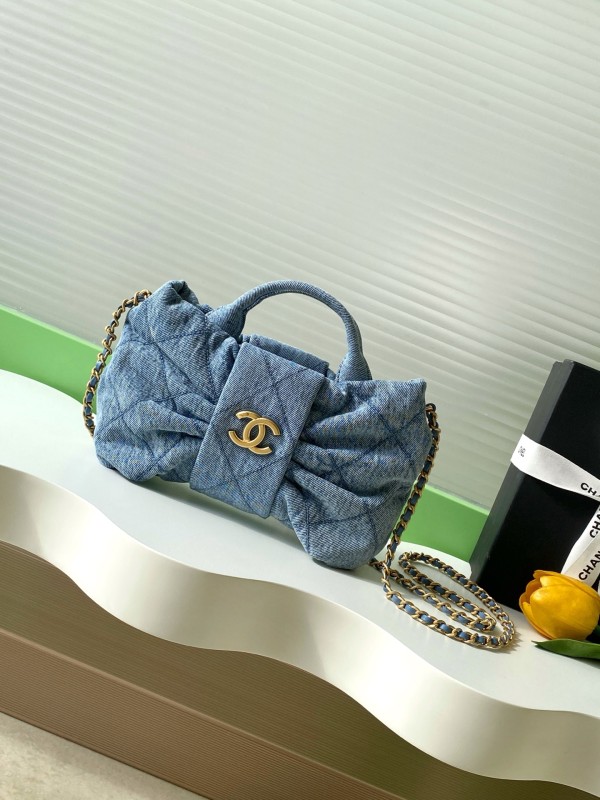 25K Bow Small Denim Tote Bag “26x18x5cm” -027 =AS5849