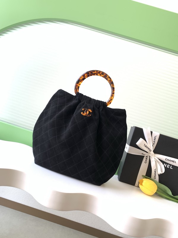 26C Large Suede Tortoiseshell Handle Bag “32x26x14cm” -086 =AS6010