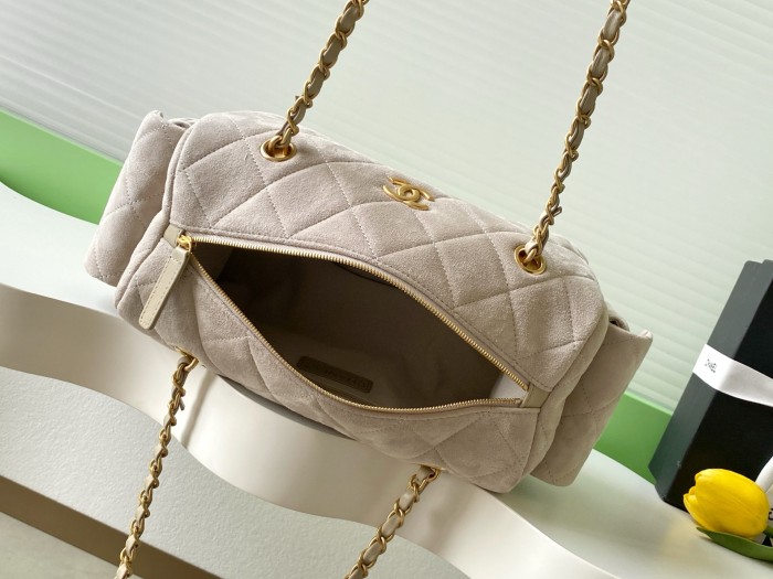 25K Large Suede Bowling Bag “27x18.5x13.5cm” -008 =AS5791