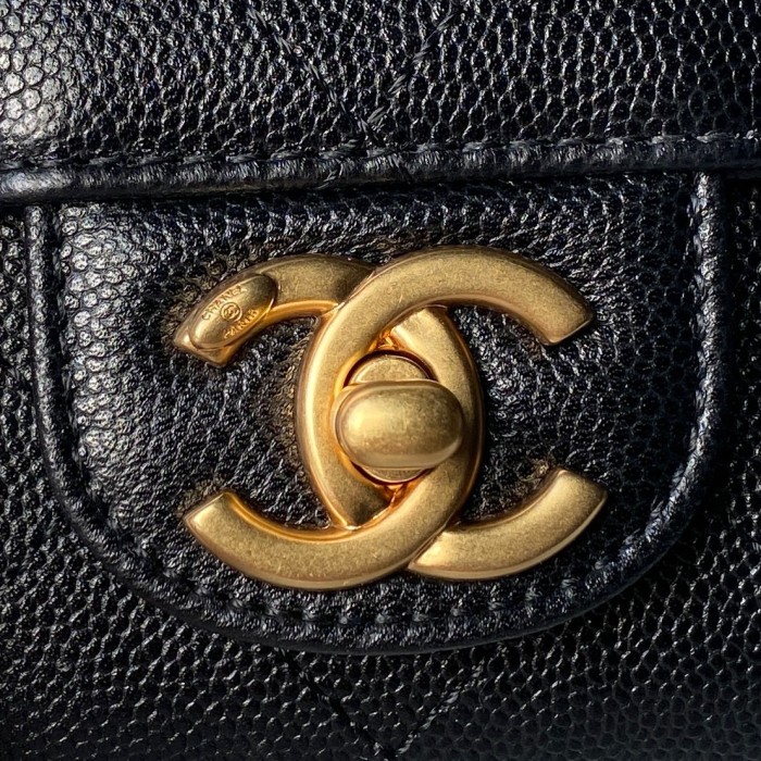 25K Small Caviar Flap Bag with Top Handle “19.5x11.5x5cm” -056 =AS5776