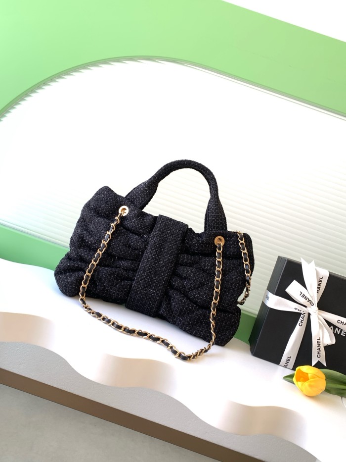 25K Bow Large Tweed Tote Bag “38x29x5cm” -007 =AS5851