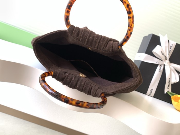 26C Large Suede Tortoiseshell Handle Bag “32x26x14cm” -086 =AS6010