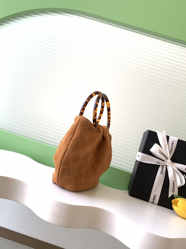 26C Medium Suede Tortoiseshell Handle Bag “24x18x12cm” -026 =AS6022
