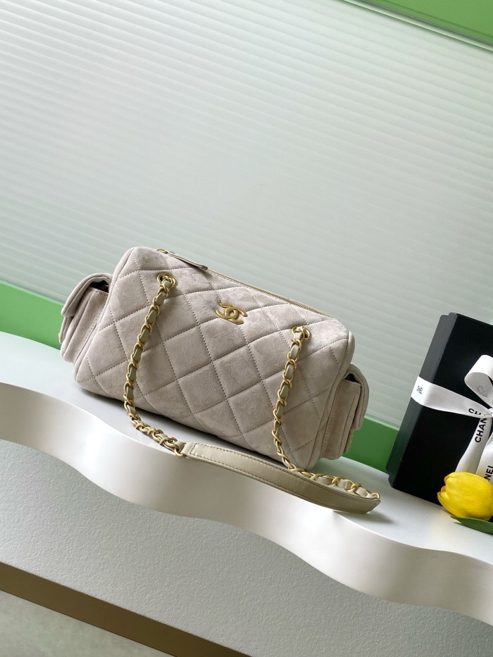 25K Suede Bowling Bag “24x15.5x11.5cm” -087 =AS5792