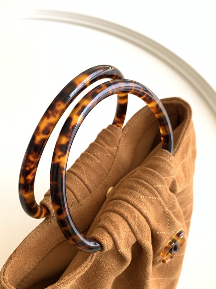 26C Large Suede Tortoiseshell Handle Bag “32x26x14cm” -086 =AS6010