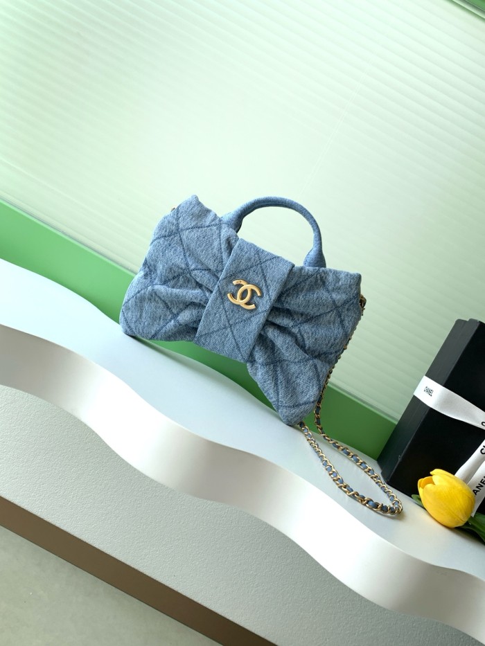25K Bow Small Denim Tote Bag “26x18x5cm” -086 =AS5849