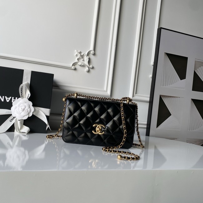 24C Mini Flap Bag with Double Gold Balls “22x14.5x8cm” -007 =AS2649