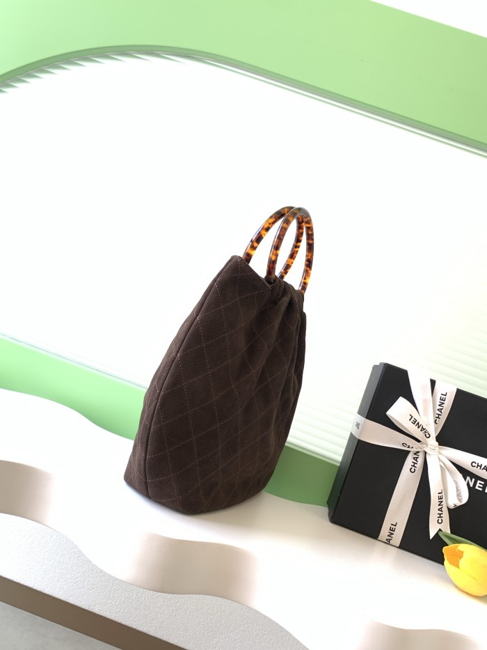 26C Large Suede Tortoiseshell Handle Bag “32x26x14cm” -086 =AS6010