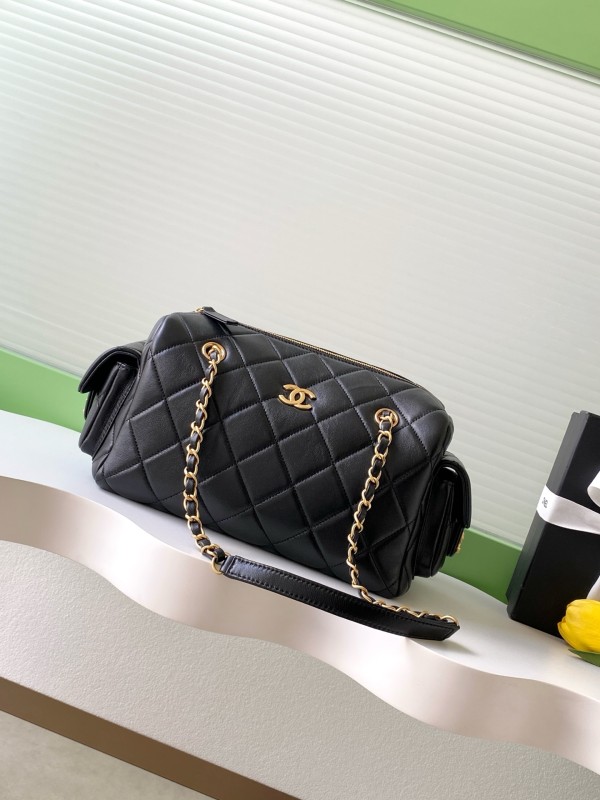 25K Large Lambskin Bowling Bag “27x18.5x13.5cm” -008 =AS5791