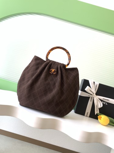 26C Large Suede Tortoiseshell Handle Bag “32x26x14cm” -086 =AS6010
