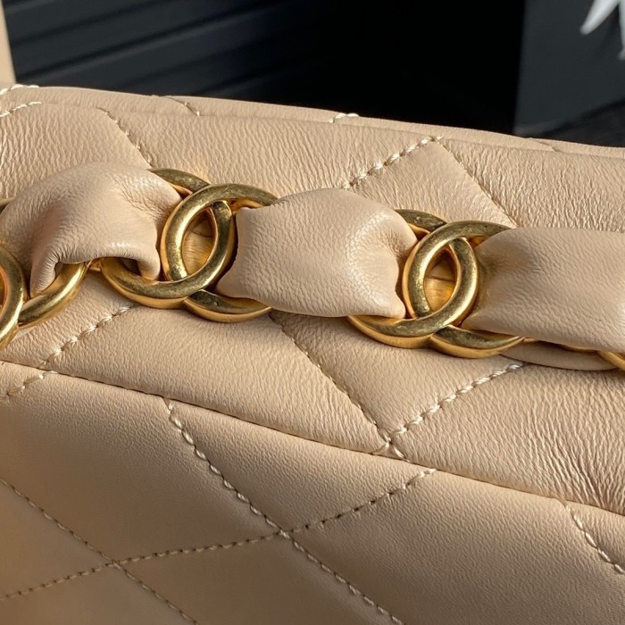 24K Medium Lambskin Shoulder Bag with Chunky Chain “26x17x8cm” -057 =AS5176