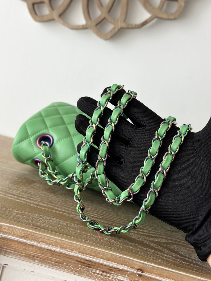 Classic Flap Medium Green Lambskin with Iridescent Hardware “25.5x15x6cm” -0301 =1112