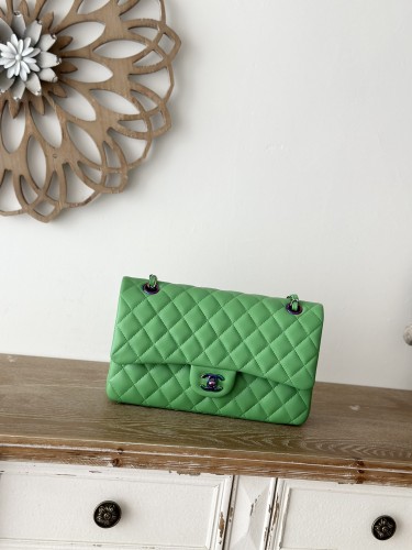 Classic Flap Medium Green Lambskin with Iridescent Hardware “25.5x15x6cm” -0301 =1112