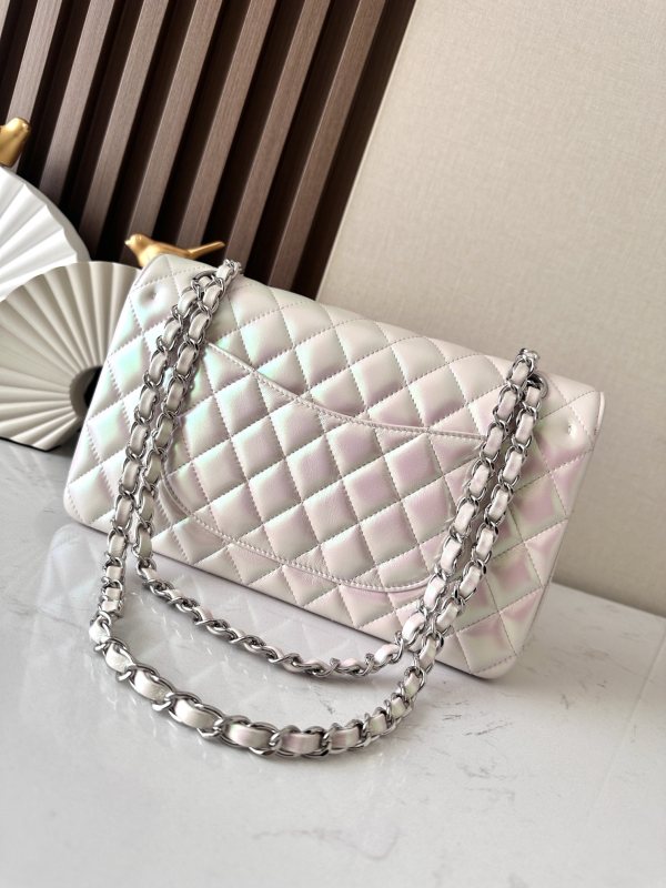 Classic Flap Medium Iridescent Apricot Lambskin “25.5x15x6cm” -039 =1112
