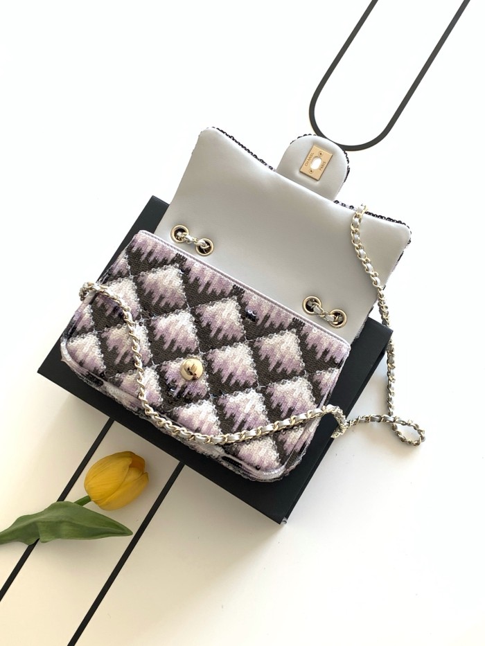 Classic Flap Mini Sequin Gradient Bag “21x14x8cm” -058 =AS4561