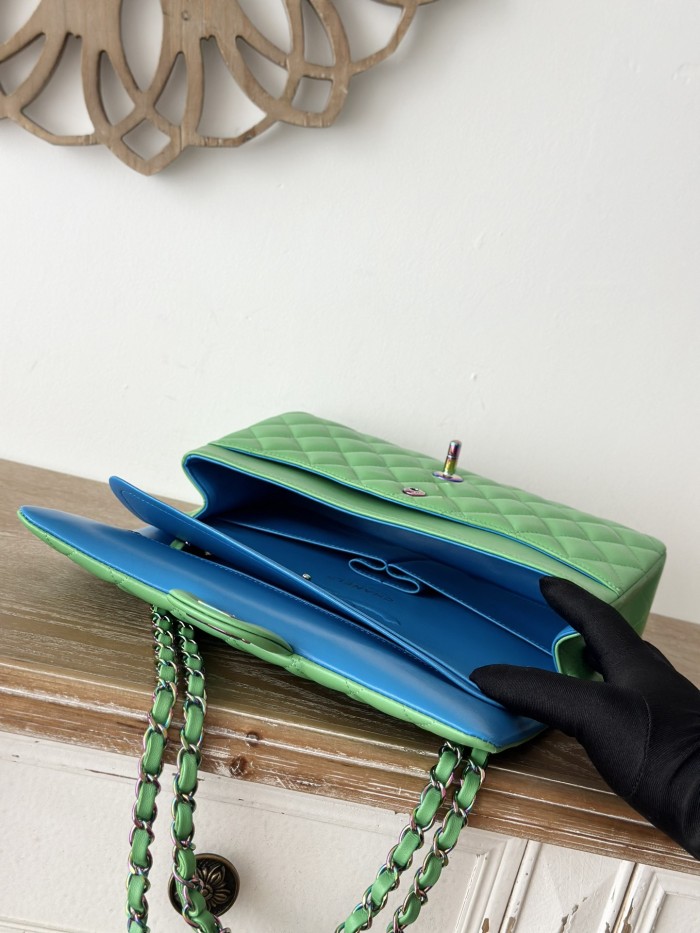 Classic Flap Medium Green Lambskin with Iridescent Hardware “25.5x15x6cm” -0301 =1112