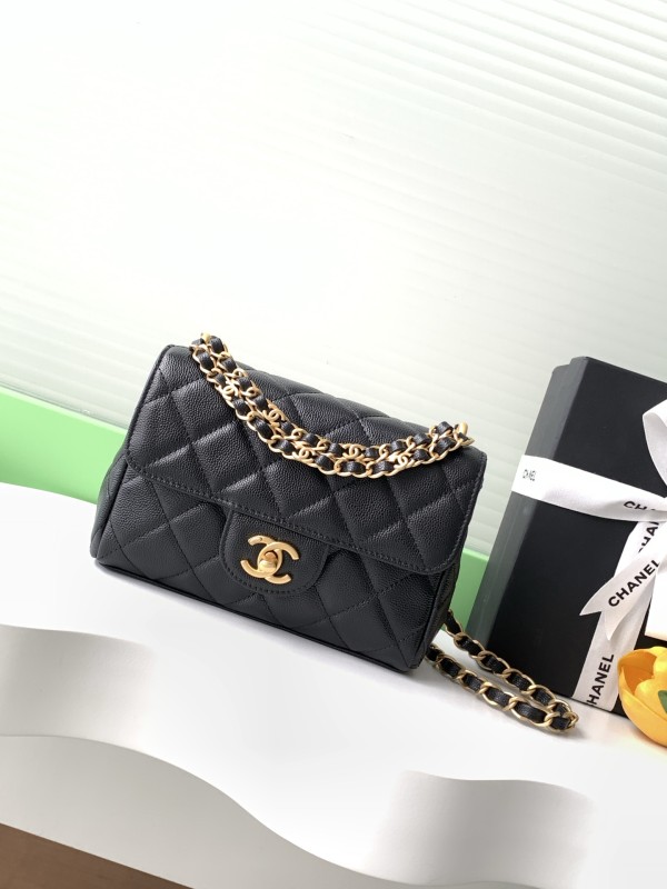 25P Classic Flap Mini Double Chain Caviar “18x13x5.5cm” -037 =AS5239