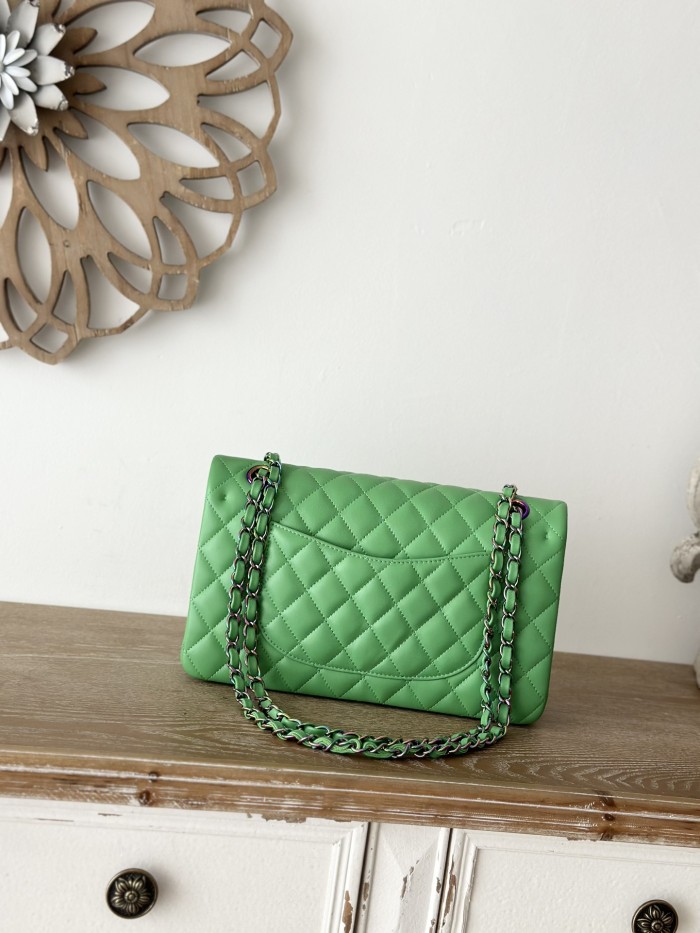 Classic Flap Medium Green Lambskin with Iridescent Hardware “25.5x15x6cm” -0301 =1112