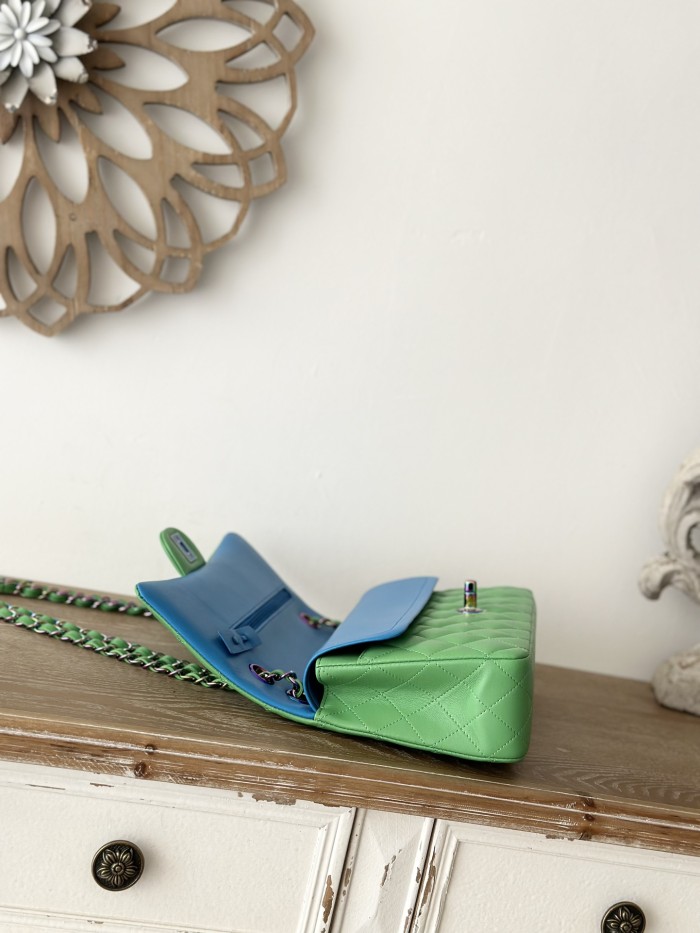 Classic Flap Medium Green Lambskin with Iridescent Hardware “25.5x15x6cm” -0301 =1112