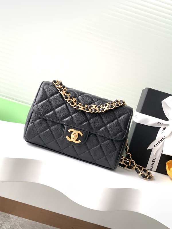 25P Classic Flap Medium Double Chain Caviar “22x14x6.5cm” -057 =AS5240