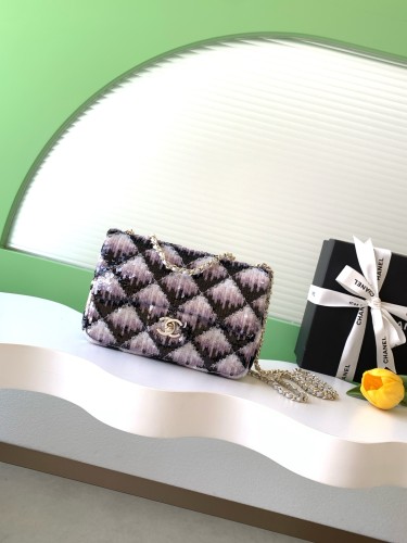 Classic Flap Mini Sequin Gradient Bag “21x14x8cm” -058 =AS4561