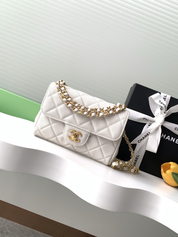 25P Classic Flap Mini Double Chain Caviar “18x13x5.5cm” -037 =AS5239