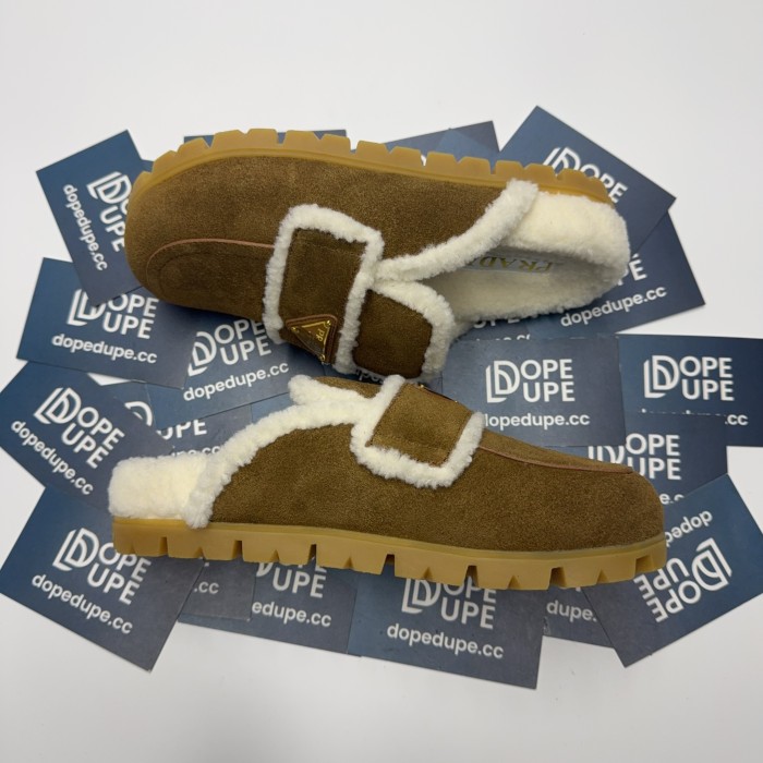 Shearling-Lined Suede Platform Mules(Female)36-41