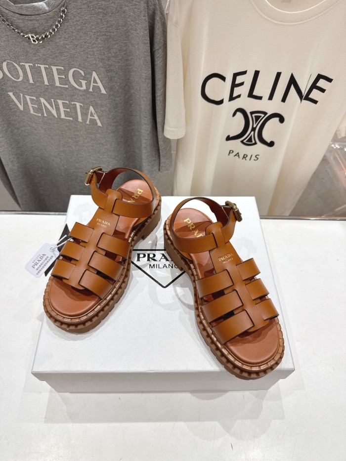 Monolith Leather Caged Slingback Sandals(Female)36-41=