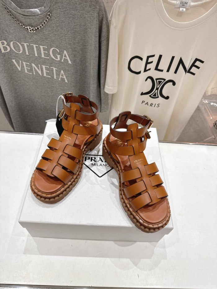 Monolith Leather Caged Slingback Sandals (Female)36-41=