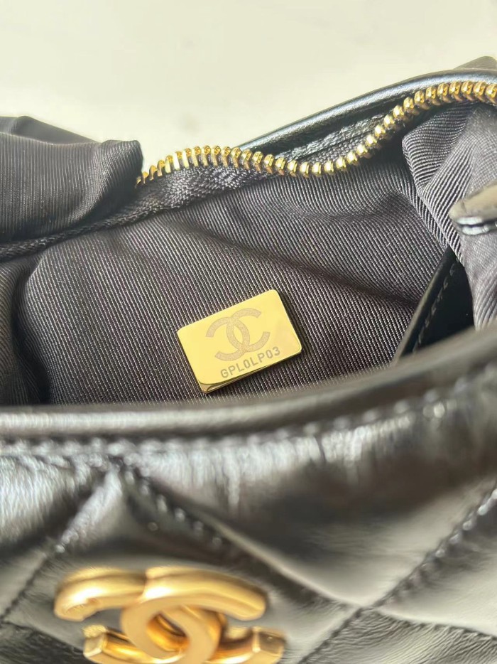 24A Hobo Shoulder Bag Medium Shiny Lambskin “22.5x19.5x8.5cm” -056 =AS4922