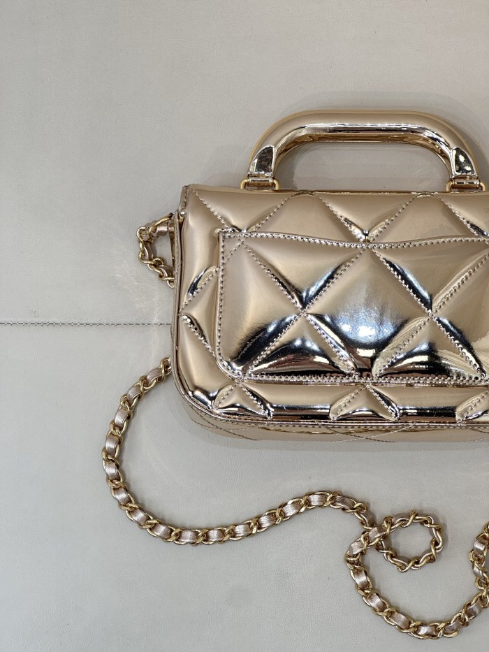25C Top Handle Flap Bag Mini Metallic Lambskin “18.5x13x4.5cm” -039 =AS4892