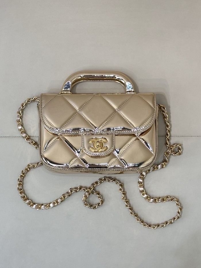 25C Top Handle Flap Bag Mini Metallic Lambskin “18.5x13x4.5cm” -039 =AS4892