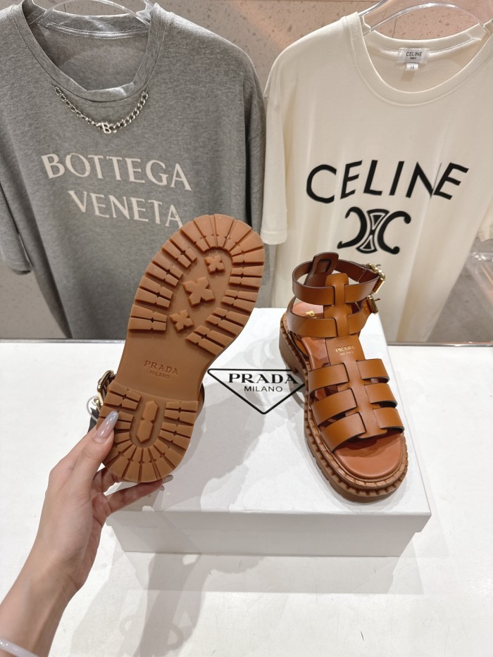 Monolith Leather Caged Slingback Sandals (Female)36-41=