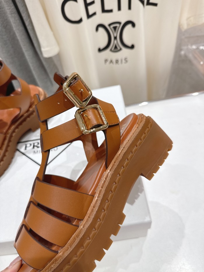 Monolith Leather Caged Slingback Sandals (Female)36-41=