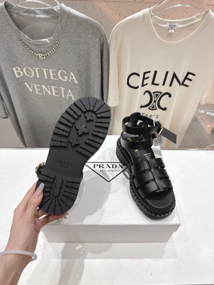 Monolith Leather Caged Slingback Sandals (Female)36-41=