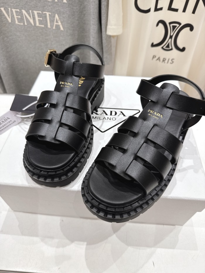 Monolith Leather Caged Slingback Sandals(Female)36-41=