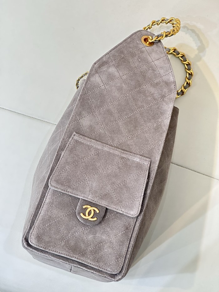 25C Multi-Pocket Hobo Bag Large Suede “40x29x14cm” -0531 =AS5311