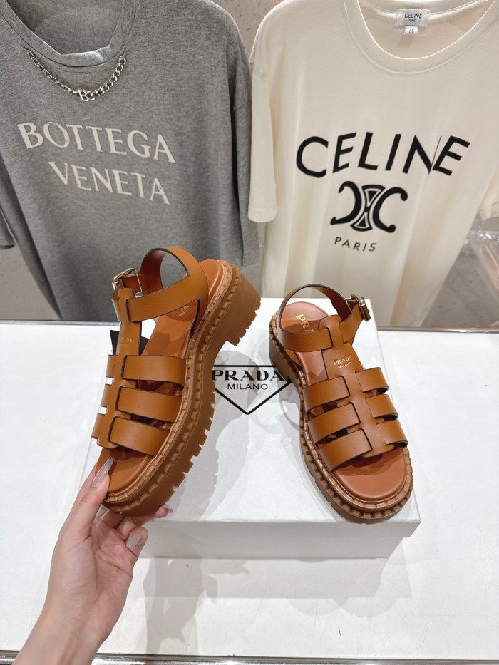 Monolith Leather Caged Slingback Sandals(Female)36-41=