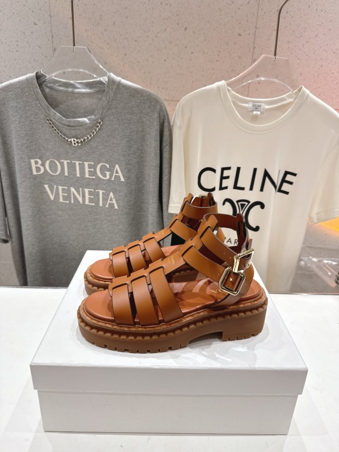 Monolith Leather Caged Slingback Sandals (Female)36-41=