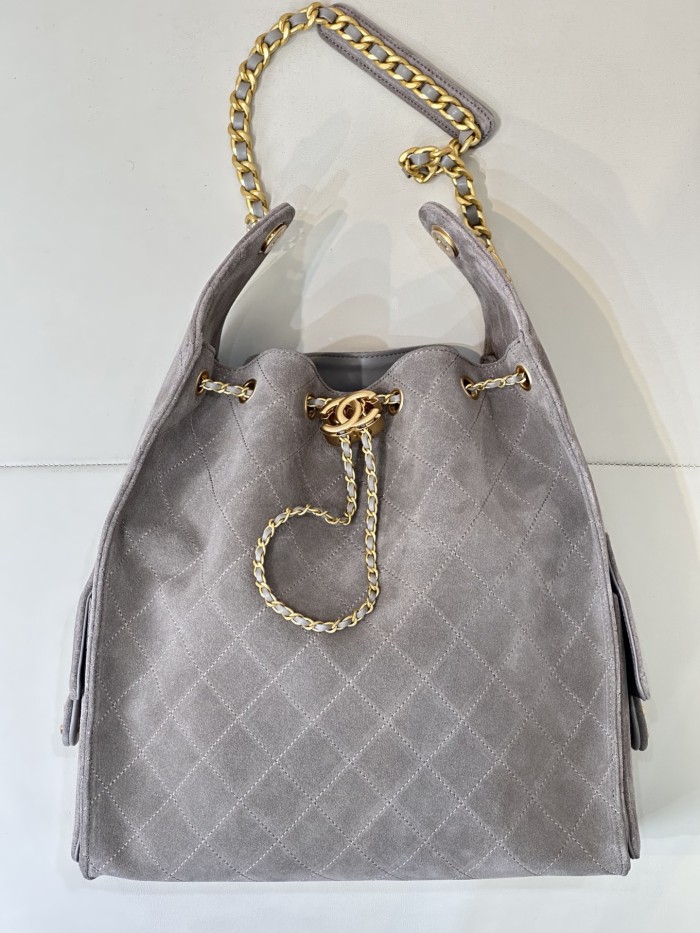 25C Multi-Pocket Hobo Bag Large Suede “40x29x14cm” -0531 =AS5311