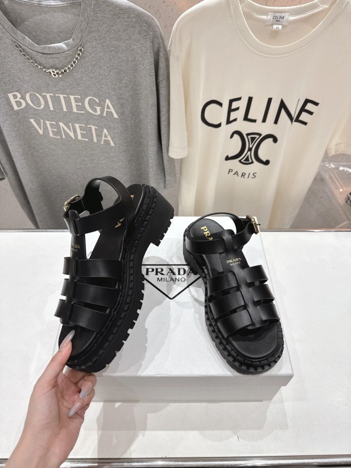 Monolith Leather Caged Slingback Sandals(Female)36-41=