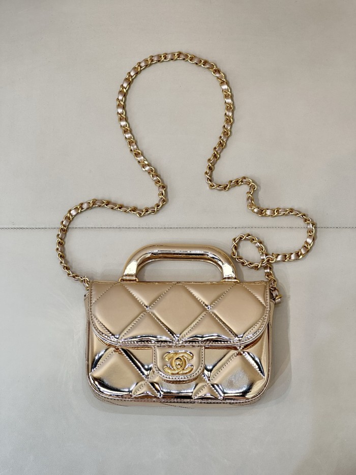 25C Top Handle Flap Bag Mini Metallic Lambskin “18.5x13x4.5cm” -039 =AS4892