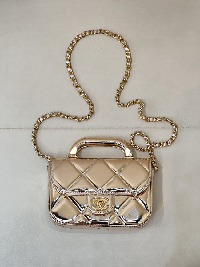 25C Top Handle Flap Bag Mini Metallic Lambskin “18.5x13x4.5cm” -039 =AS4892