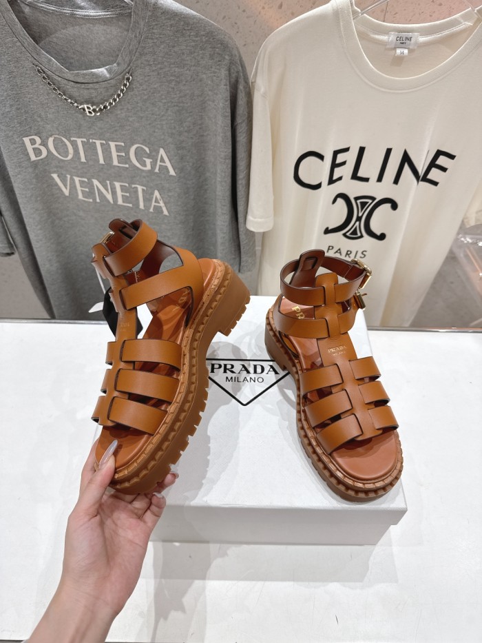 Monolith Leather Caged Slingback Sandals (Female)36-41=