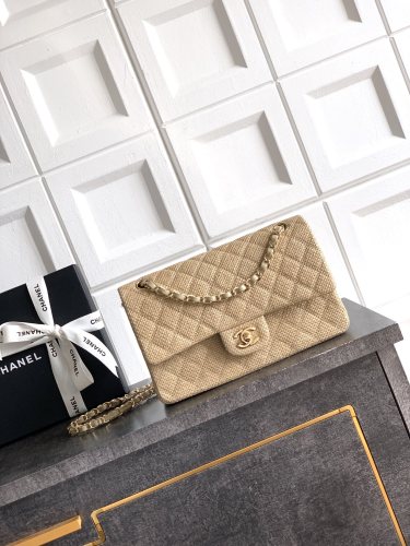 26C Classic Flap Medium Woven Raffia “26x16x7cm” -058 =A01112