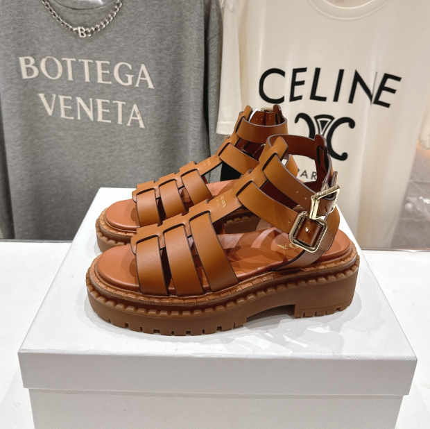 Monolith Leather Caged Slingback Sandals (Female)36-41=
