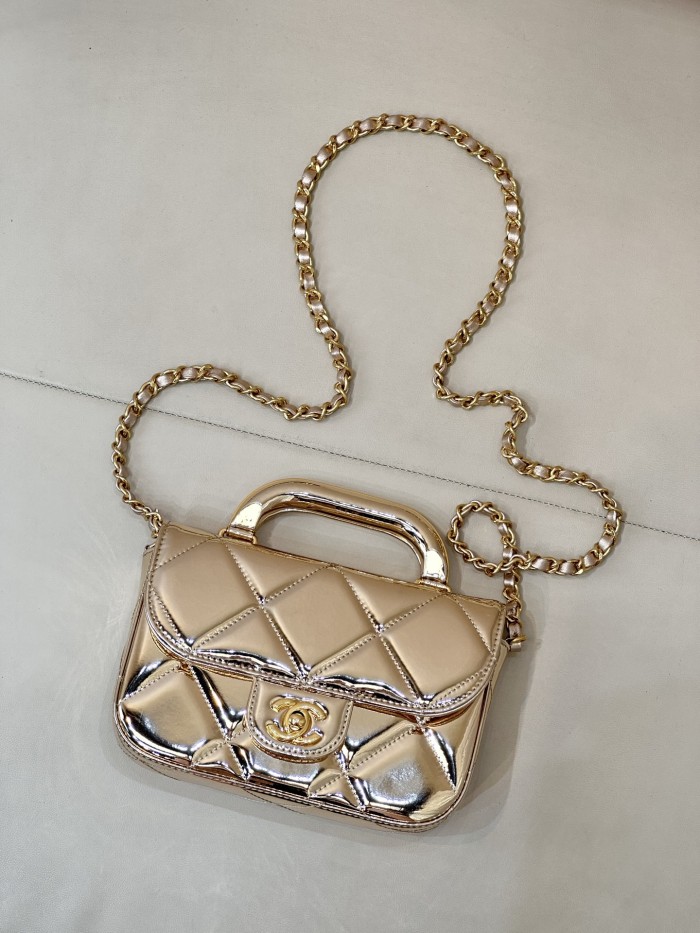 25C Top Handle Flap Bag Mini Metallic Lambskin “18.5x13x4.5cm” -039 =AS4892